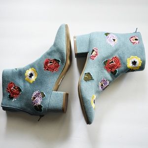 Betsey Johnson Twiggy Denim Floral Bootie